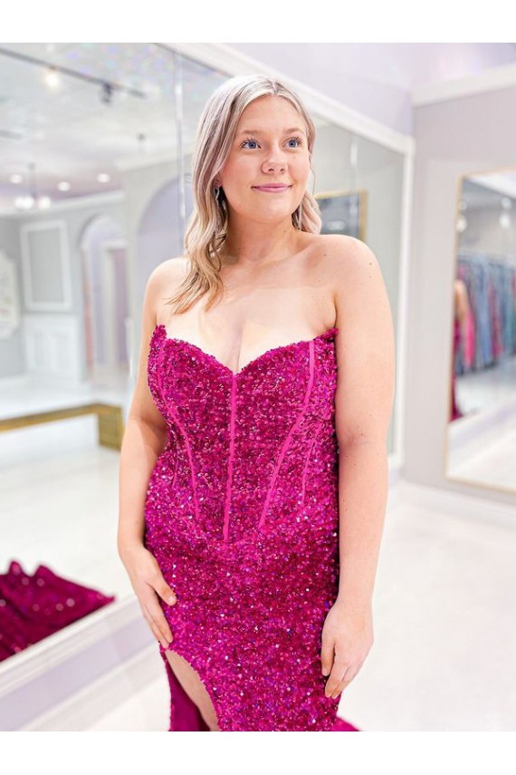 Outlet Sleeveless Velvet Sequin Sheath Sweetheart Evening Dress Canada