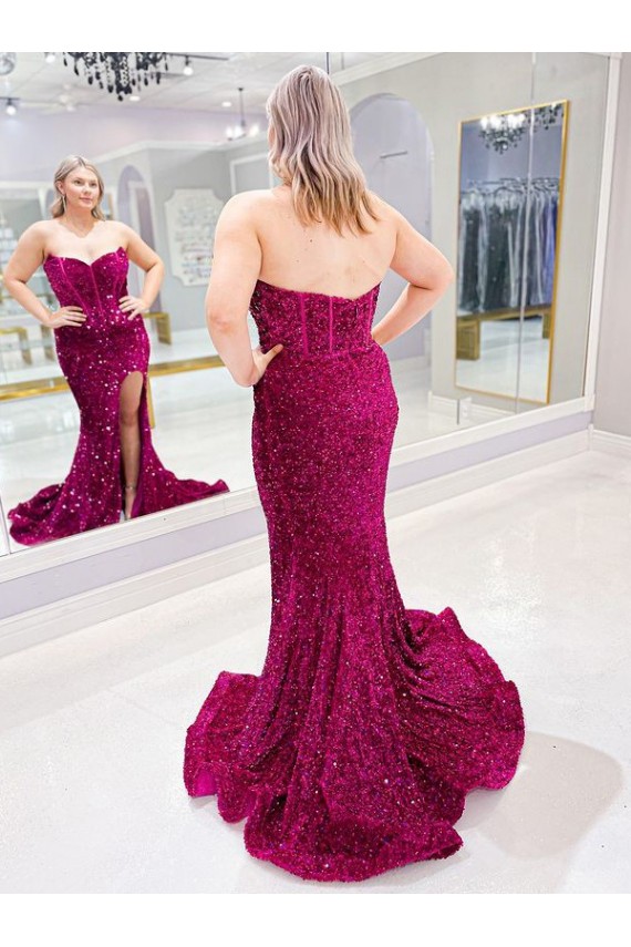 Outlet Sleeveless Velvet Sequin Sheath Sweetheart Evening Dress Canada