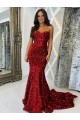 Outlet Sleeveless Velvet Sequin Sheath Burgundy Sweetheart Evening Dress Canada