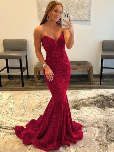 Outlet Sleeveless Velvet Sequin Sheath Burgundy Sweetheart Evening Dresses Canada