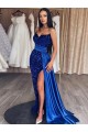 Outlet Sleeveless Velvet Sequin Sheath Royal Blue Sweetheart Evening Dress Canada