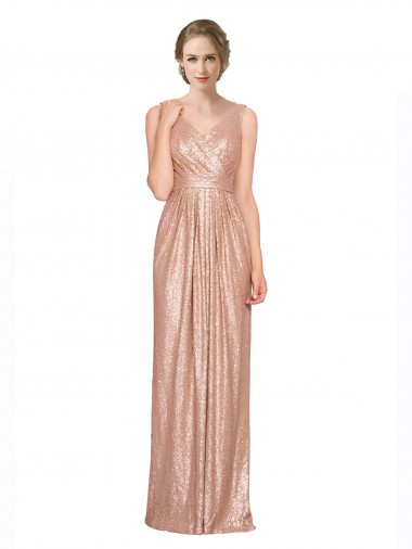 Outlet Sleeveless Sequin Sheath Rose Gold Evening Dress Canada