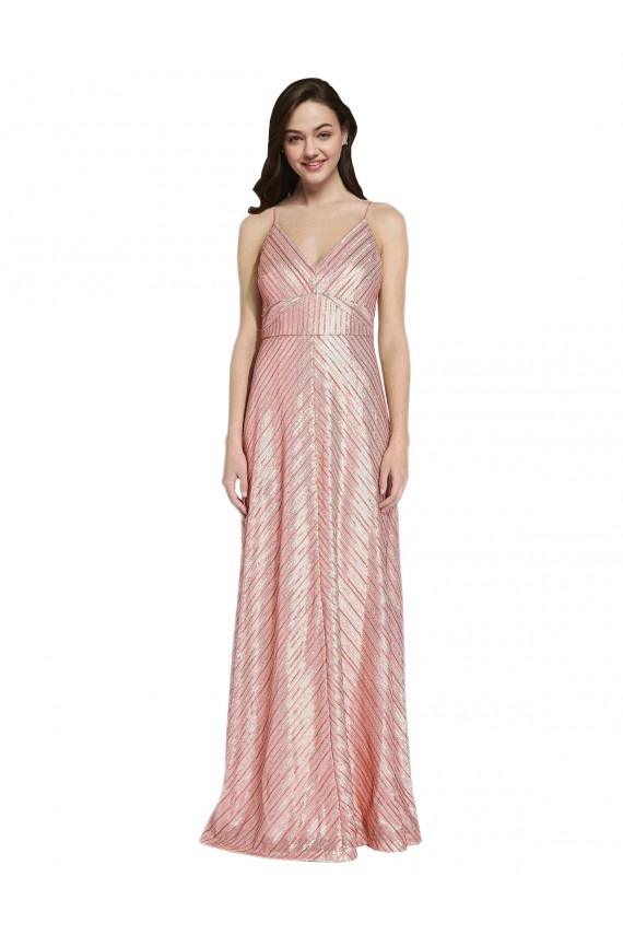 Outlet Sleeveless Sequin Low Back Sheath Rose Gold Evening Dress Canada