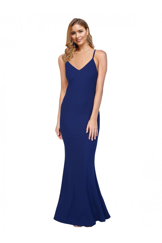 Outlet Sleeveless Stretch Crepe Low Back Sheath Royal Blue Evening Dress Canada