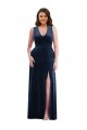 Outlet Sleeveless Stretch Velvet Sheath Dark Navy Maxi Evening Dress Canada