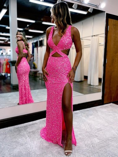Outlet Sleeveless Velvet Sequin Sheath Evening Party Dress Canada