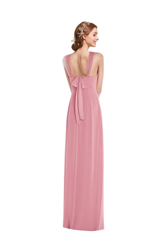 Outlet Sleeveless Soft Chiffon Open Back A-Line Skin Pink Maxi Evening Dress Canada