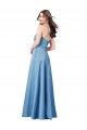 Outlet Sleeveless Satin Criss Cross Back Sheath Sky Blue Evening Dress Canada
