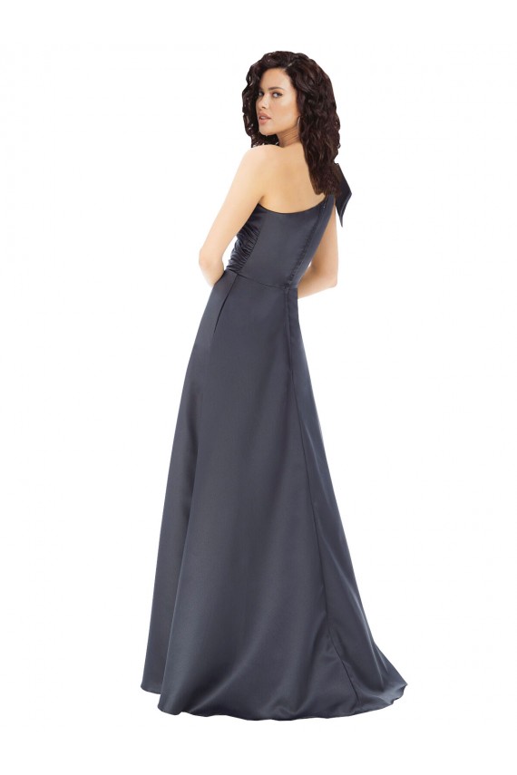 Outlet Sleeveless Satin A-Line Slate Grey Evening Dress Canada