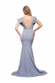 Outlet Sleeveless Stretch Crepe V-Back Mermaid Smoke Blue Evening Dress Canada