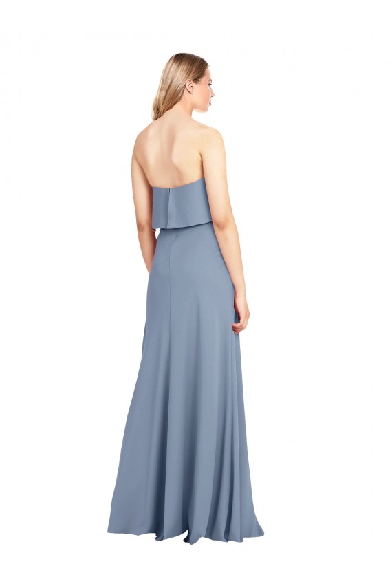 Outlet Sleeveless Stretch Crepe Sheath Smoke Blue Evening Dress Canada