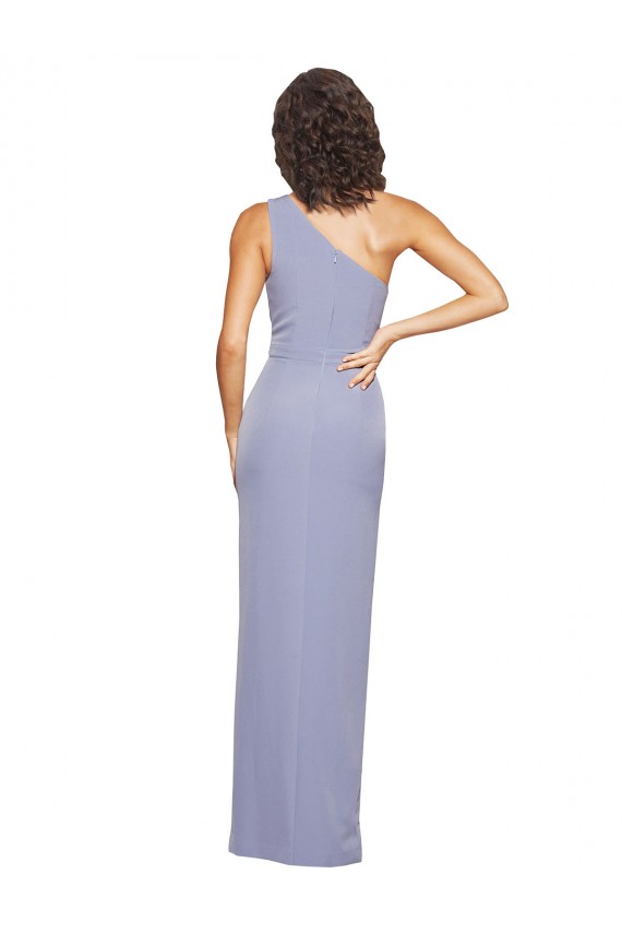 Outlet Sleeveless Stretch Crepe Sheath Smoke Blue Evening Gown Canada