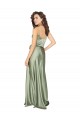 Outlet Sleeveless Silky Satin V-Back A-Line Smoke Green Evening Dress Canada
