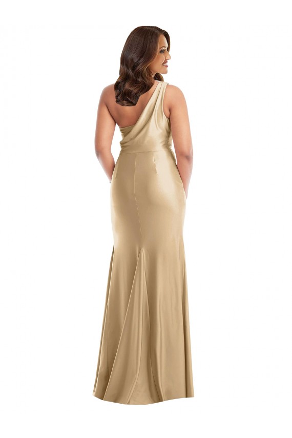 Outlet Sleeveless Silky Satin Mermaid Soft Gold Plus Size Evening Dress Canada
