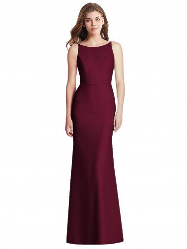 Outlet Sleeveless Stretch Crepe Open Back Trumpet Burgundy Gold Semi Formal Evening Gown Canada