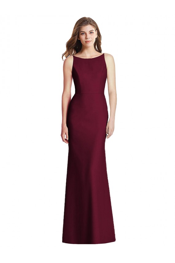Outlet Sleeveless Stretch Crepe Open Back Trumpet Burgundy Gold Semi Formal Evening Gown Canada