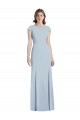 Outlet Cap Sleeves Stretch Crepe Open Back Trumpet Light Sky Blue Semi Formal Evening Dress Canada