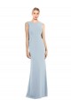 Outlet Sleeveless Stretch Crepe Low Back Trumpet Light Sky Blue Semi Formal Evening Dress Canada