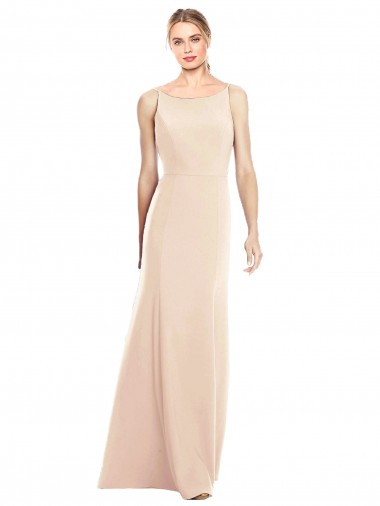 Outlet Sleeveless Stretch Crepe Open Back Trumpet Nude Semi Formal Evening Dress Canada