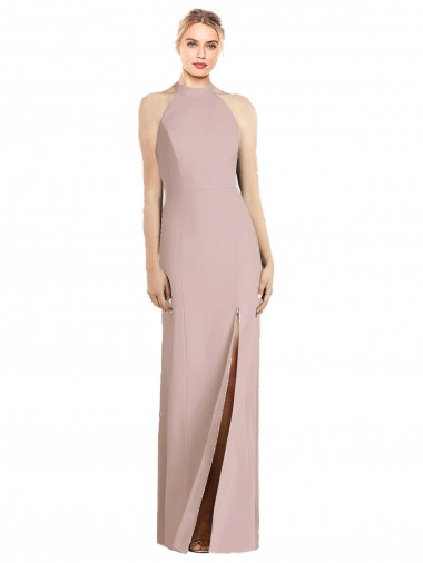 Outlet Sleeveless Stretch Crepe Open Back Trumpet Dusty Pink Semi Formal Evening Dress Canada