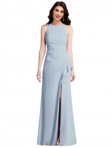 Outlet Sleeveless Stretch Crepe Trumpet Light Sky Blue Maxi Evening Gown Canada
