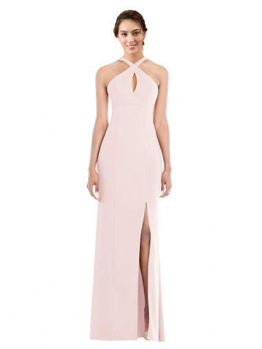 Outlet Sleeveless Stretch Crepe Low Back Trumpet Pink Evening Dress Canada