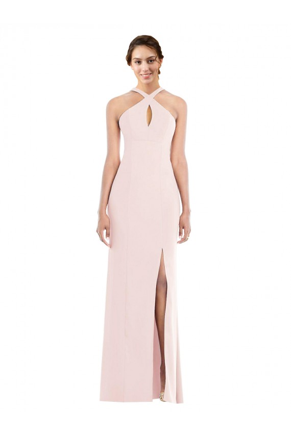 Outlet Sleeveless Stretch Crepe Low Back Trumpet Pink Evening Dress Canada