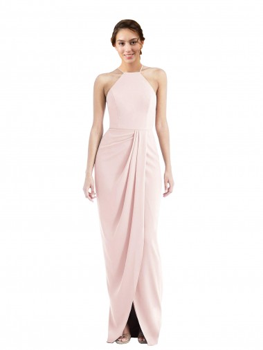 Outlet Sleeveless Stretch Crepe Trumpet Pink Maxi Evening Dress Canada
