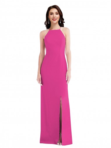 Outlet Sleeveless Stretch Crepe Open Back Trumpet Fuchsia Maxi Evening Dress Canada