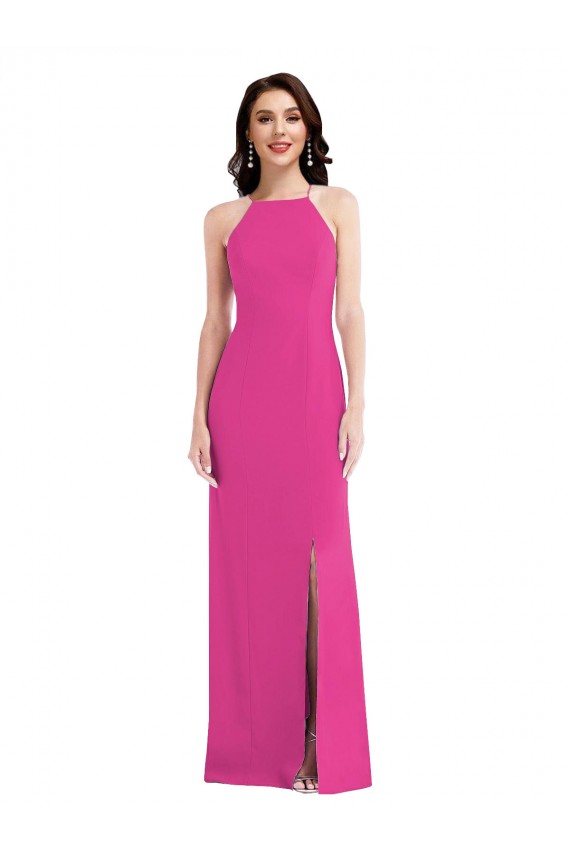 Outlet Sleeveless Stretch Crepe Open Back Trumpet Fuchsia Maxi Evening Dress Canada
