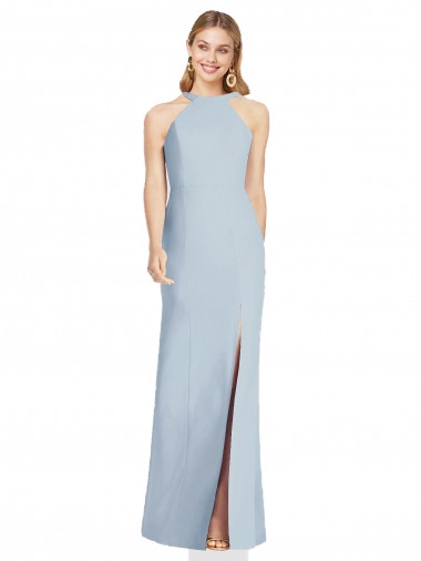 Outlet Sleeveless Stretch Crepe Backless Trumpet Light Sky Blue Sexy Evening Dress Canada