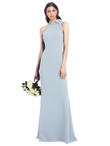 Outlet Sleeveless Stretch Crepe Open Back Trumpet Light Sky Blue Semi Formal Evening Dresses Canada