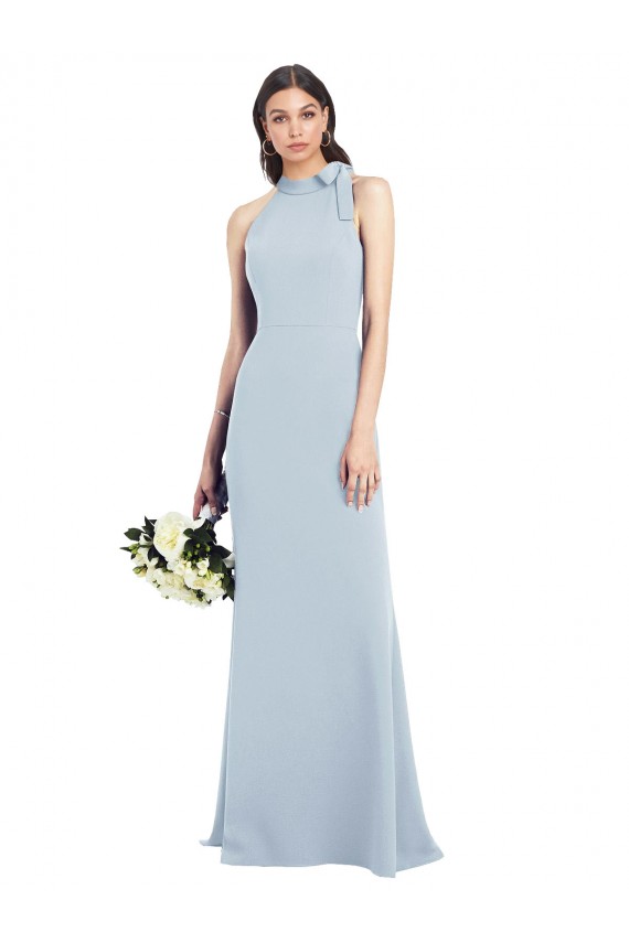 Outlet Sleeveless Stretch Crepe Open Back Trumpet Light Sky Blue Semi Formal Evening Dresses Canada