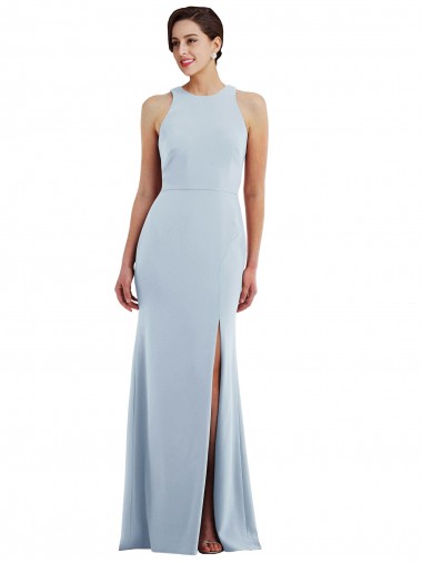 Outlet Sleeveless Stretch Crepe Open Back Trumpet Light Sky Blue Evening Dress Canada
