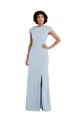 Outlet Cap Sleeves Stretch Crepe Keyhole Back Trumpet Light Sky Blue Semi Formal Evening Dress Canada