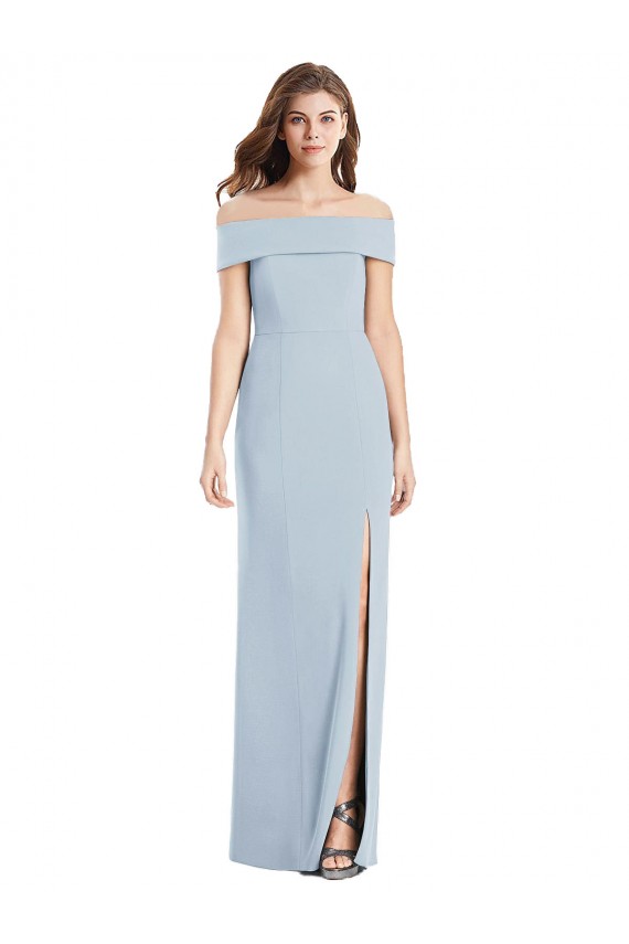 Outlet Sleeveless Stretch Crepe Trumpet Light Sky Blue Semi Formal Evening Dress Canada