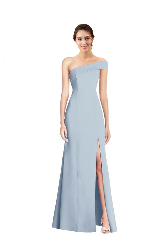 Outlet Sleeveless Stretch Crepe Trumpet Light Sky Blue Evening Dress Canada