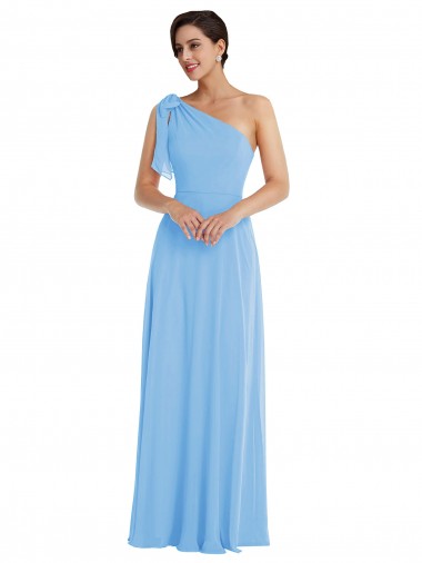 Outlet Sleeveless Soft Chiffon Trumpet Periwinkle Maxi Evening Dress Canada