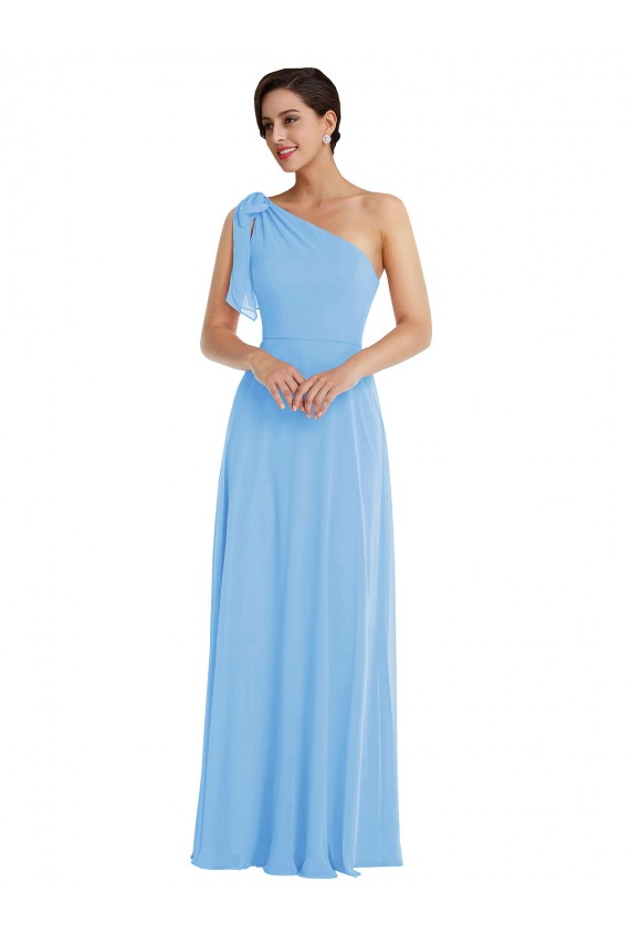 Outlet Sleeveless Soft Chiffon Trumpet Periwinkle Maxi Evening Dress Canada