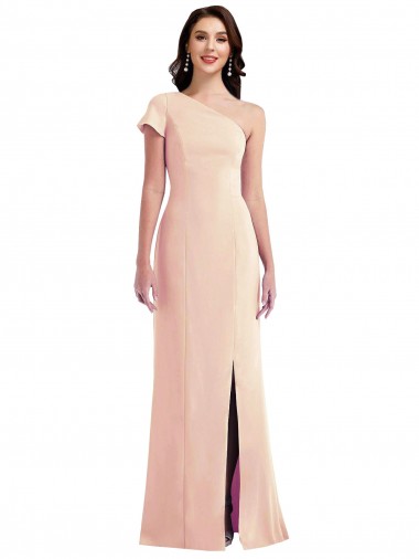 Outlet Cap Sleeves Stretch Crepe Trumpet Nude Evening Dress Canada