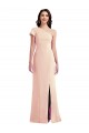 Outlet Cap Sleeves Stretch Crepe Trumpet Nude Evening Dress Canada