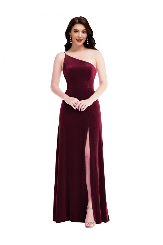 Outlet Sleeveless Stretch Velvet Trumpet Burgundy Maxi Evening Dress Canada