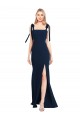Outlet Sleeveless Stretch Crepe Low Back Trumpet Dark Navy Semi Formal Evening Dress Canada