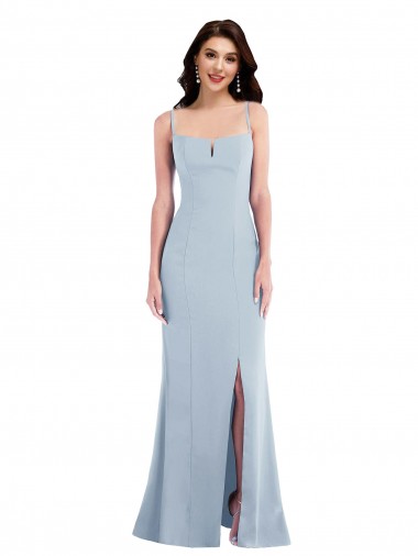 Outlet Sleeveless Stretch Crepe Trumpet Light Sky Blue Maxi Evening Dresses Canada