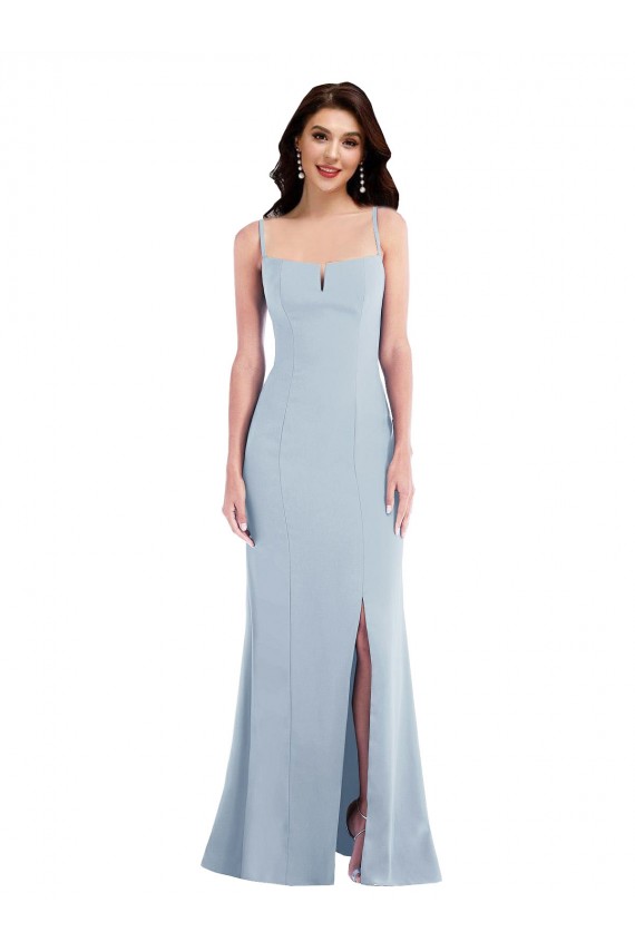 Outlet Sleeveless Stretch Crepe Trumpet Light Sky Blue Maxi Evening Dresses Canada