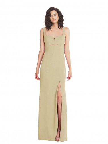 Outlet Sleeveless Stretch Crepe Low Back Trumpet Champagne Evening Dress Canada