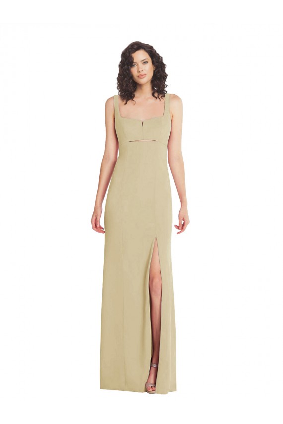 Outlet Sleeveless Stretch Crepe Low Back Trumpet Champagne Evening Dress Canada