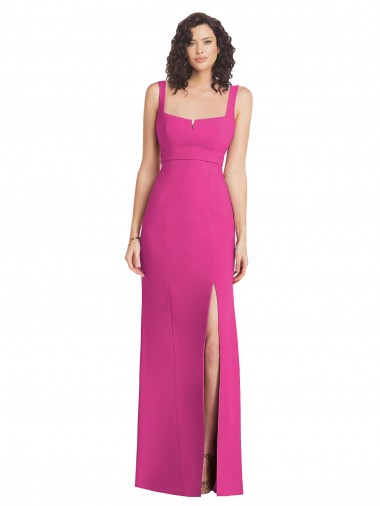 Outlet Sleeveless Stretch Crepe Low Back Trumpet Fuchsia Maxi Evening Dress Canada