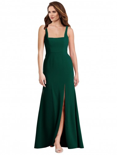 Outlet Sleeveless Stretch Crepe Trumpet Midnight Green Maxi Evening Dress Canada