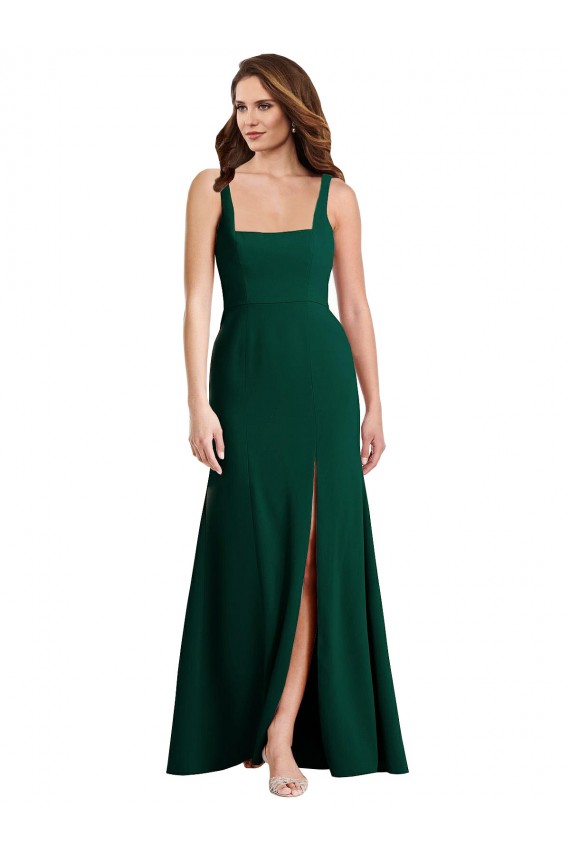 Outlet Sleeveless Stretch Crepe Trumpet Midnight Green Maxi Evening Dress Canada